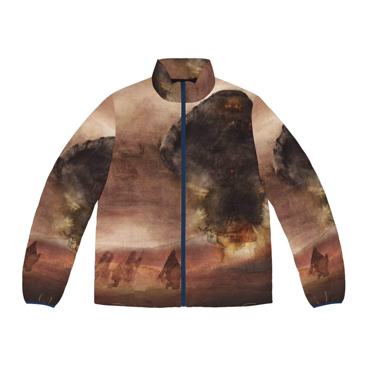 Dune 2020 Arrakis Puffer Jacket with Watercolor Dune Fan Art Design