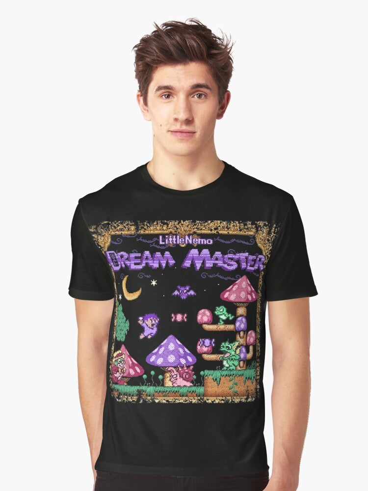 Retro 8-bit pixel art t-shirt design featuring Master Nemo, the dream master. - Men