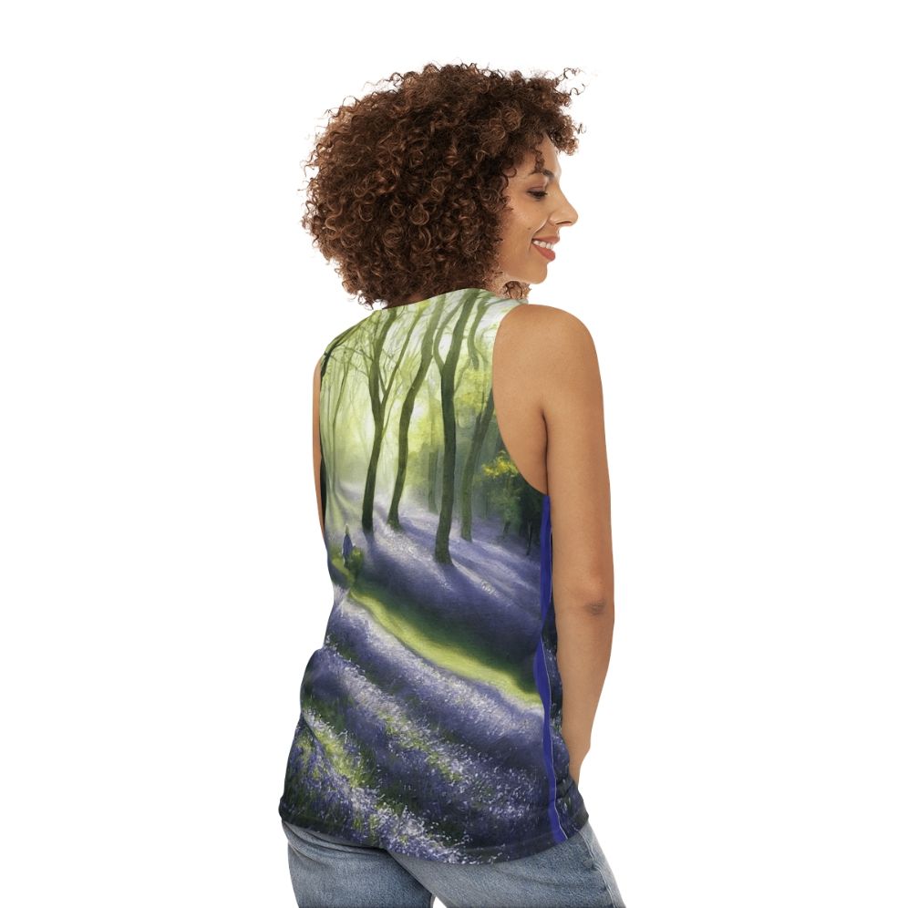 Unisex Bluebell Banks watercolor tank top - women back