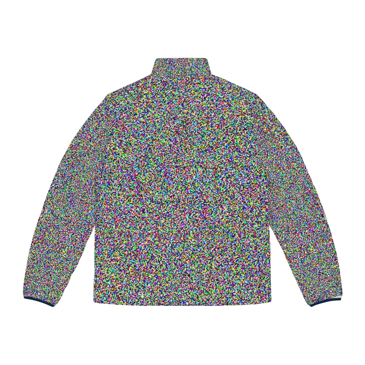 Retro white noise puffer jacket with static and glitch effects - Back