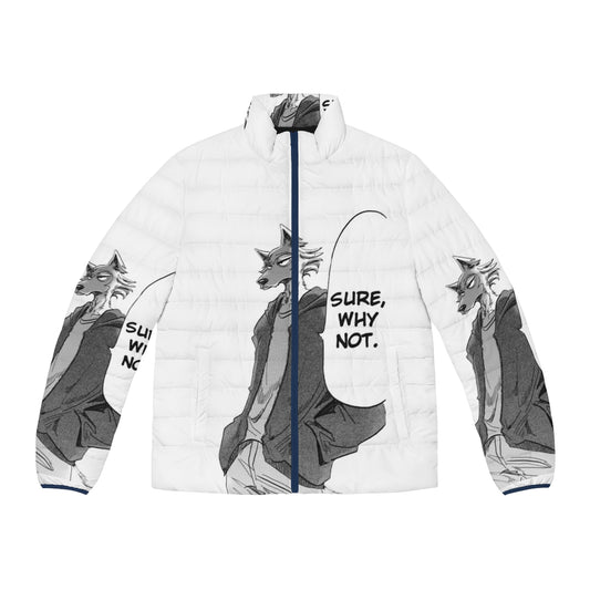 Large Print Puffer Jacket for Sighthounds and Hound Breeds featuring a watercolor-style graphic of legs and lungs