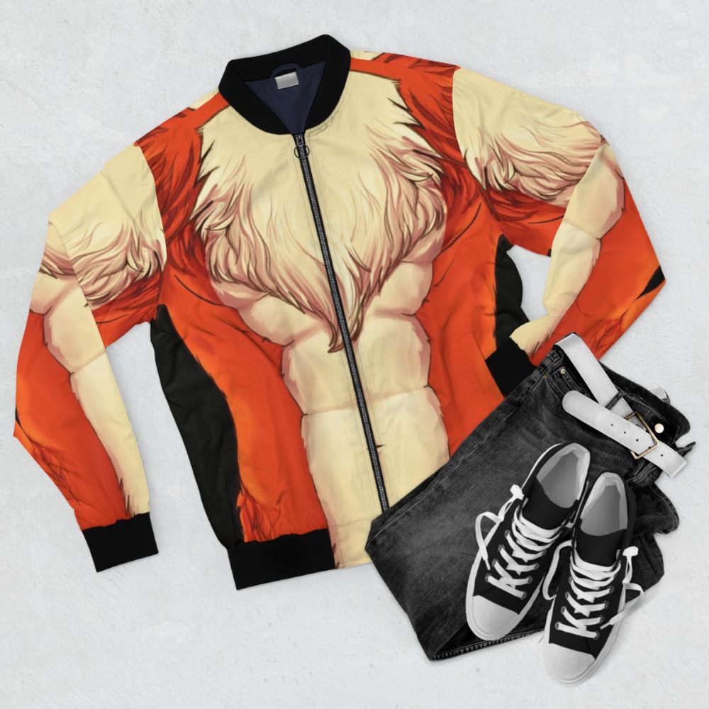 A stylish fox-inspired bomber jacket for fandom enthusiasts - Flat lay