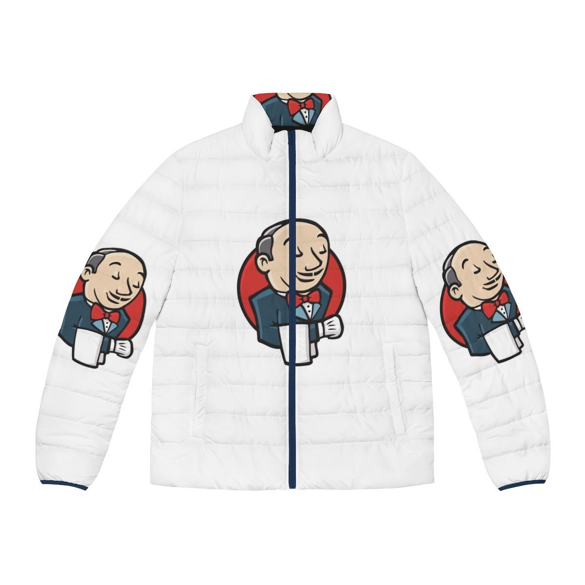 Jenkins logo puffer jacket for programmers and developers