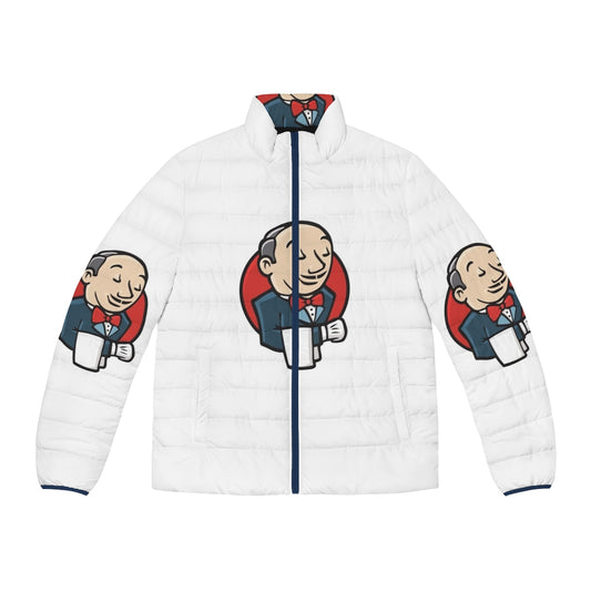 Jenkins logo puffer jacket for programmers and developers