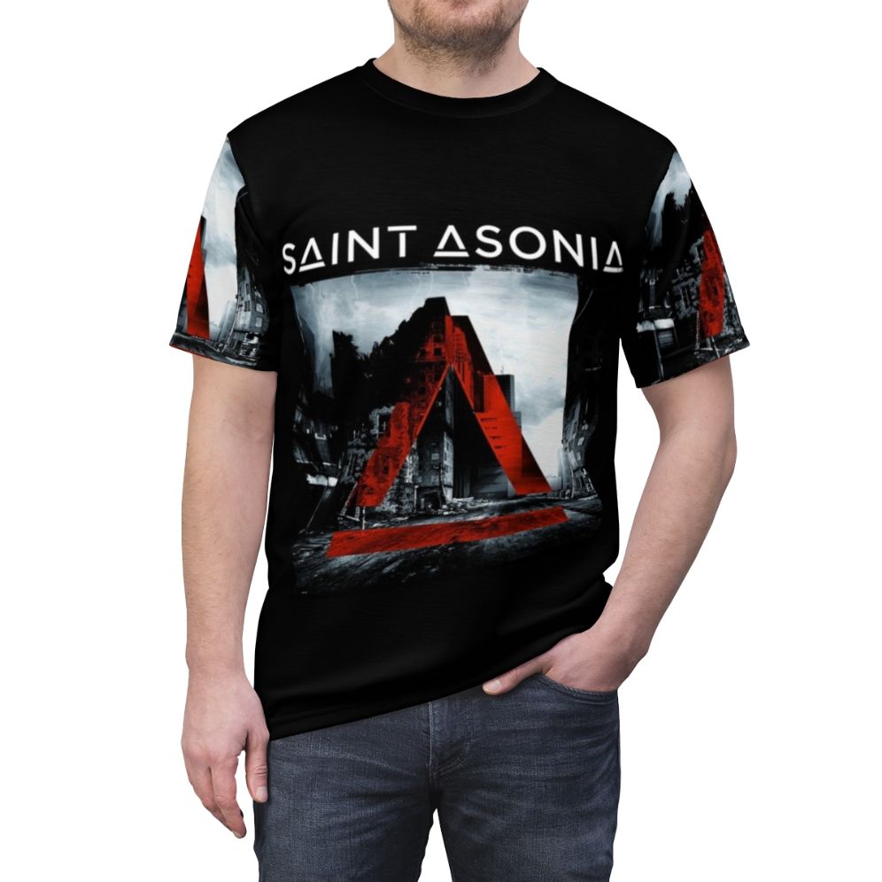 Saint Asonia Inspired Graphic T-shirt for Rock Music Enthusiasts - men front