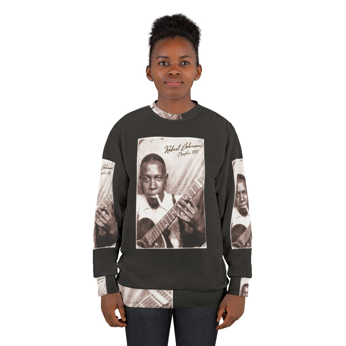 Retro Robert Johnson Blues Music Sweatshirt - women