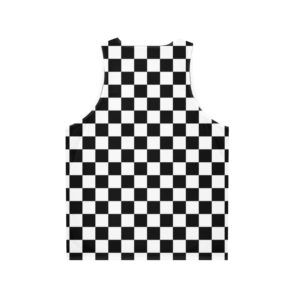 Checkerboard pattern unisex black and white tank top - Back