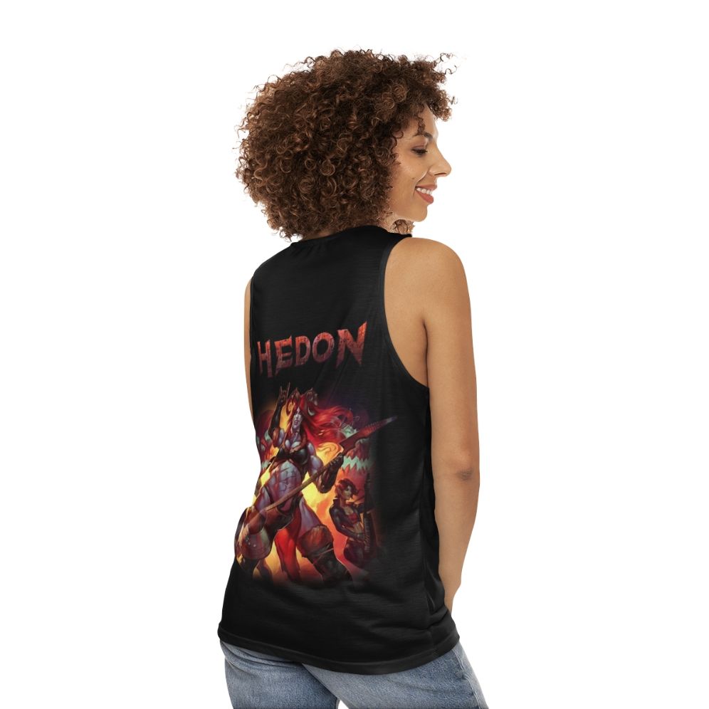 Hedon album cover art unisex tank top - women back