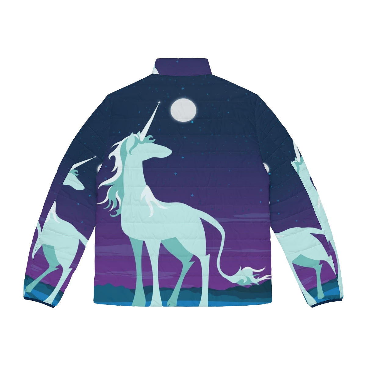 Cozy and whimsical unicorn-themed puffer jacket - Back