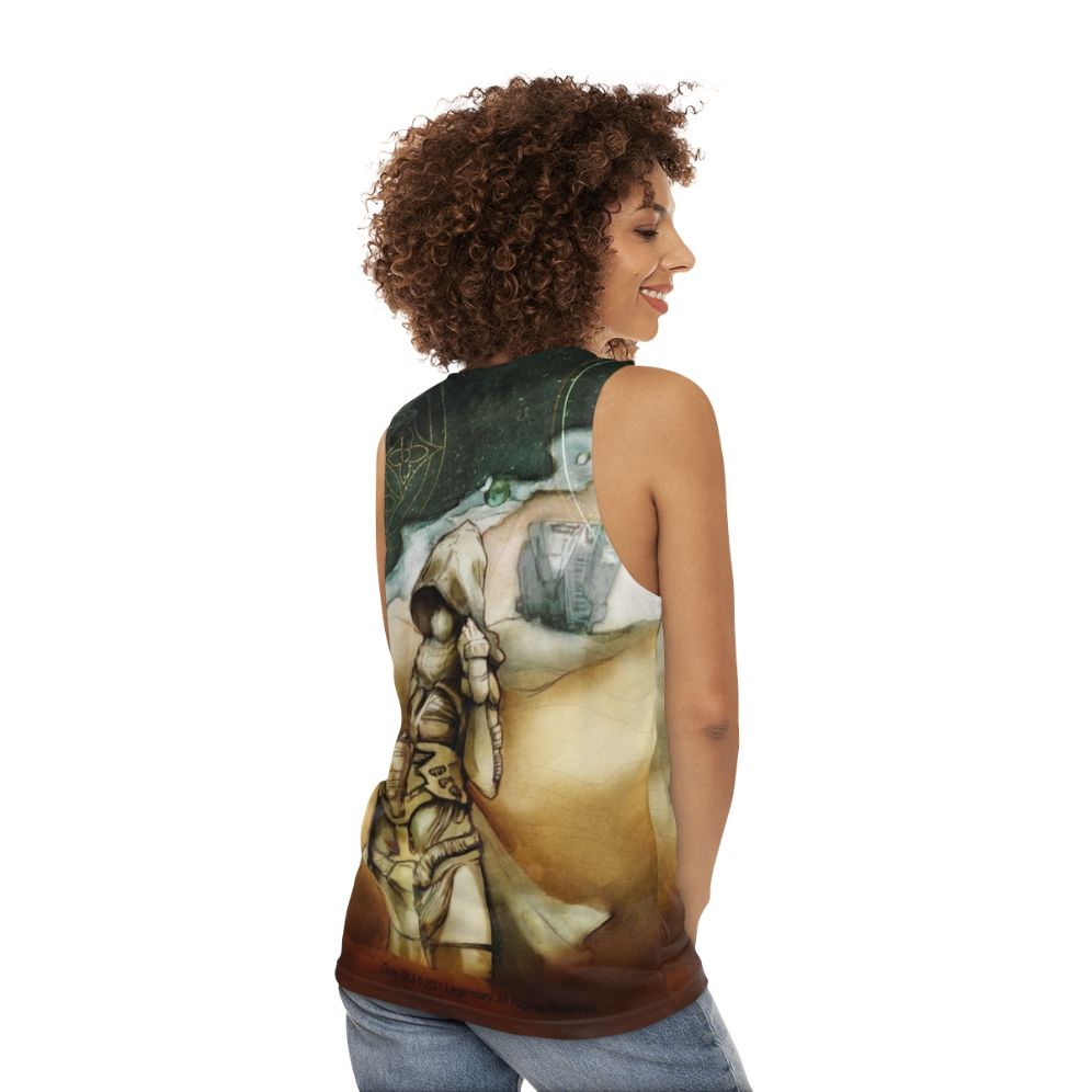 Chani from Dune 2020 movie art on a unisex tank top - women back