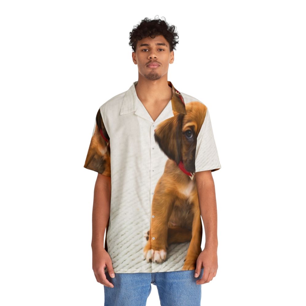 Adorable puppy dog print hawaiian shirt - Lifestyle