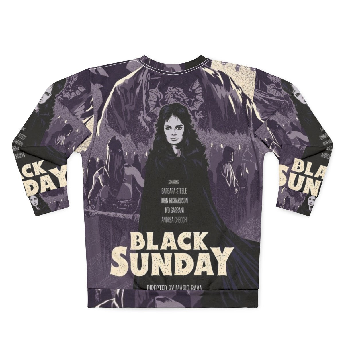 Black Sunday Horror Sweatshirt with Italian Gothic Horror Imagery - Back