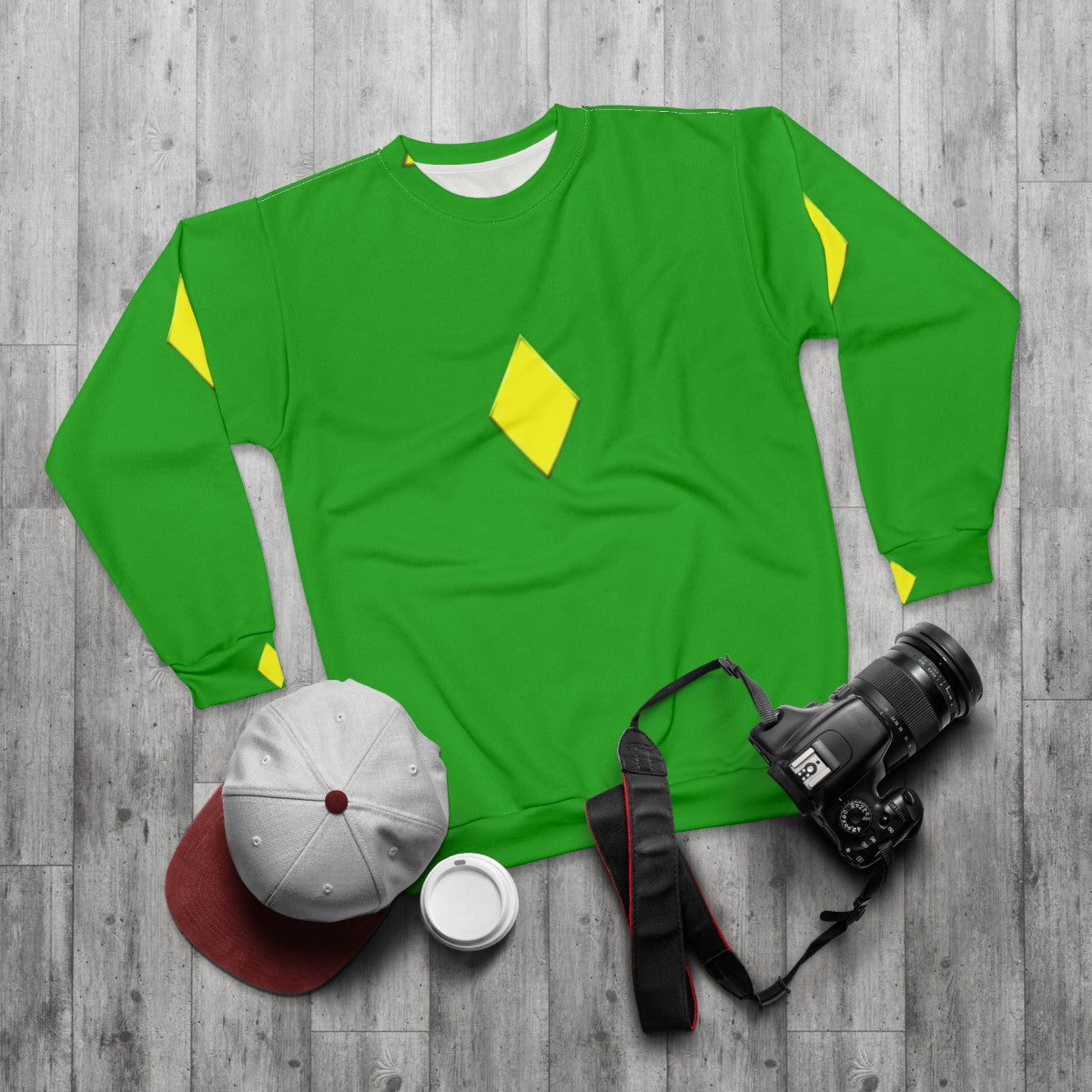 Yellow diamond superhero sweatshirt - flat lay