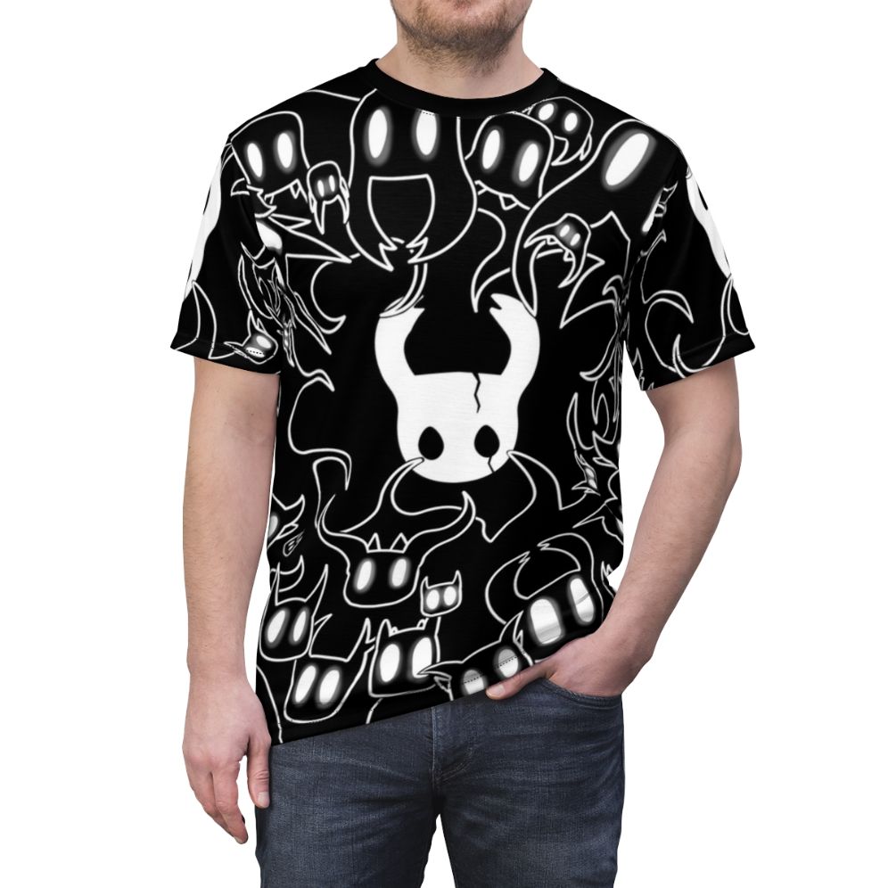 Hollow Knight-inspired doodle art t-shirt featuring a knight figure - men front