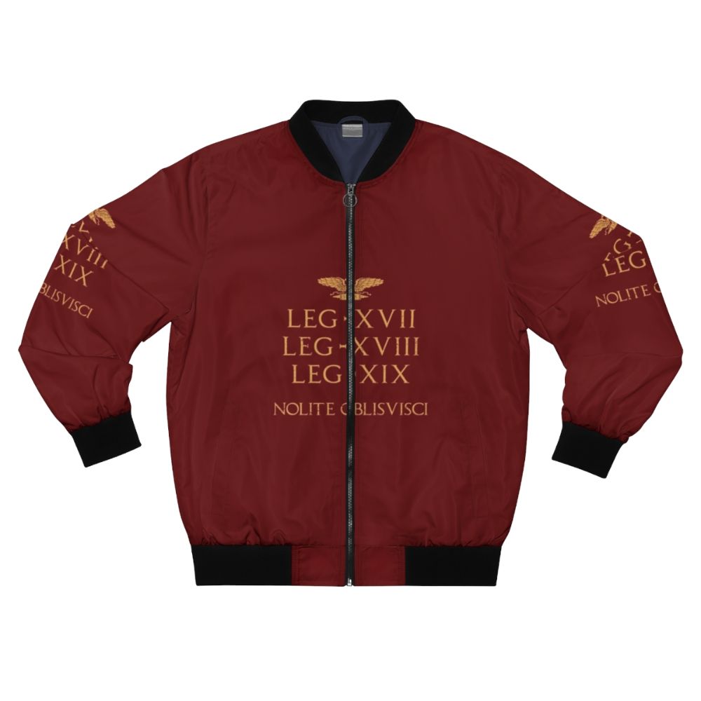 Bomber jacket with Roman legions and Teutoburg Forest battle design