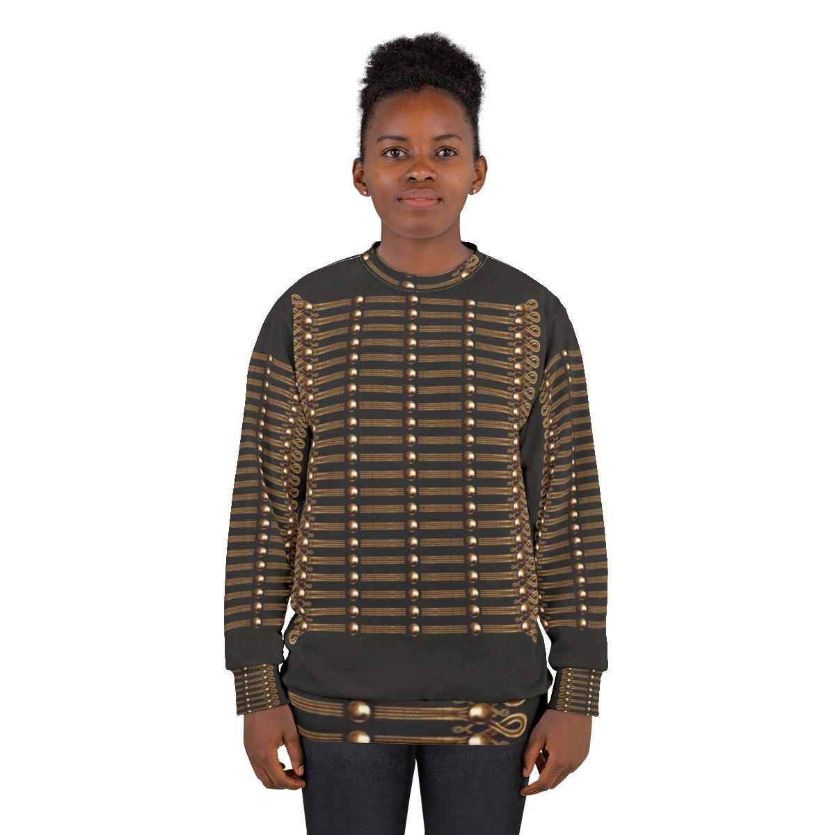 Hussar sweatshirt with Napoleonic-era military jacket design - women