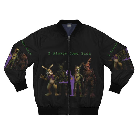 Springtrap bomber jacket, featuring a graphic design from the Five Nights at Freddy's (FNAF) video game series.