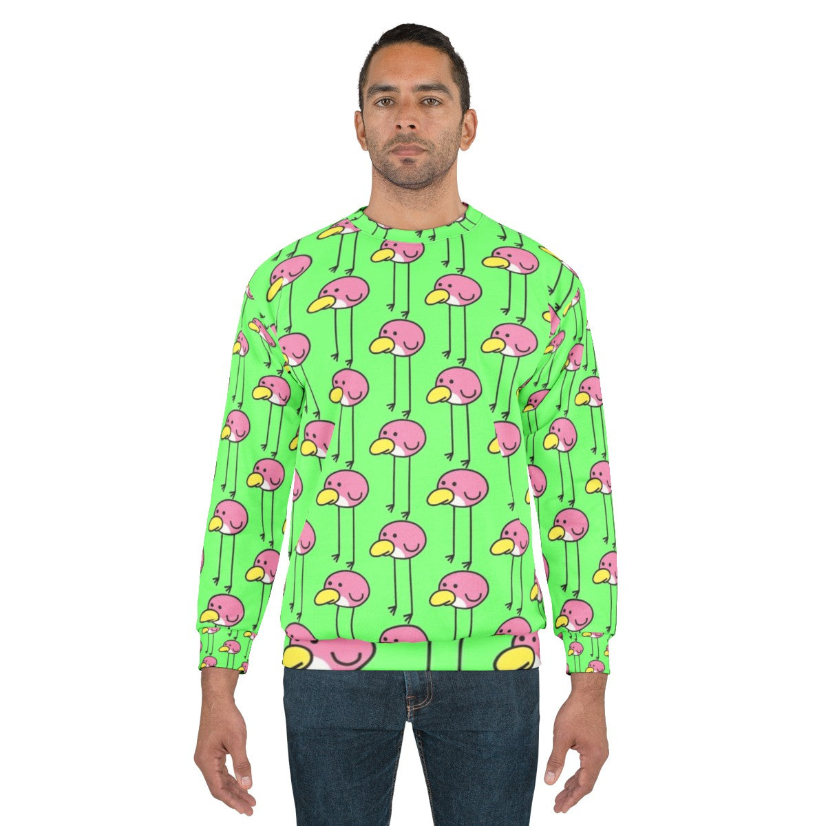 Flock Step Sweatshirt - Huebird-Inspired Pastel Pink Crewneck - men