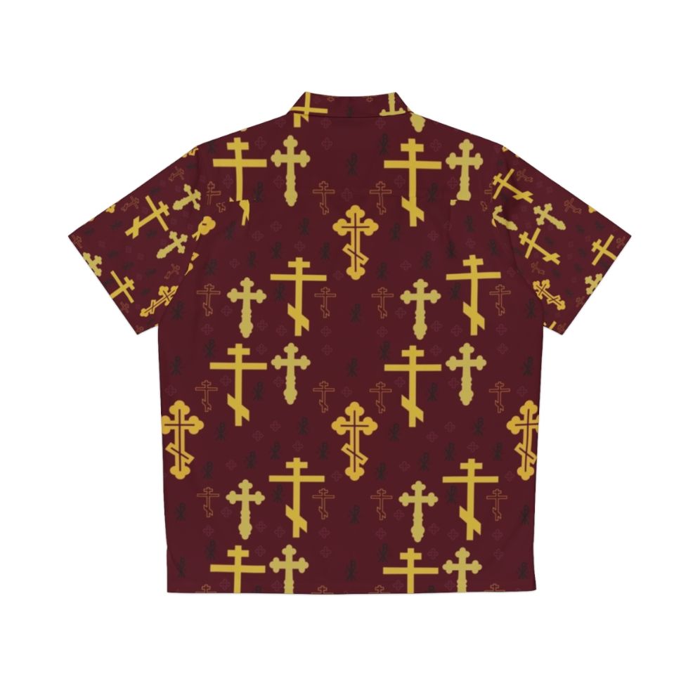 Cross pattern Hawaiian shirt with religious design - Back