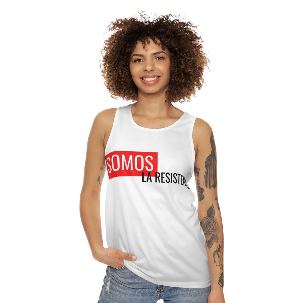 "Money Heist 'We Are The Resistance' Unisex Tank Top" - women