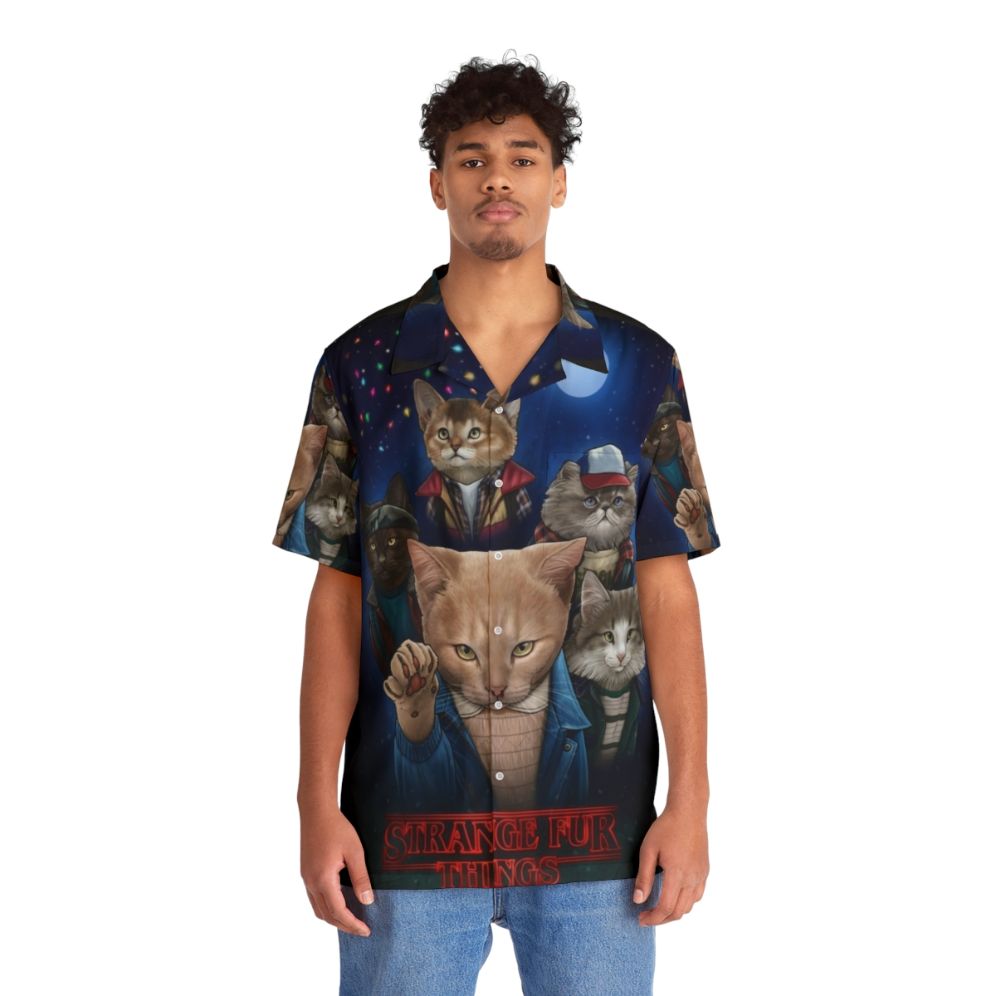 Stranger Things Hawaiian Shirt with Upside Down Cats and Kittens - People Front