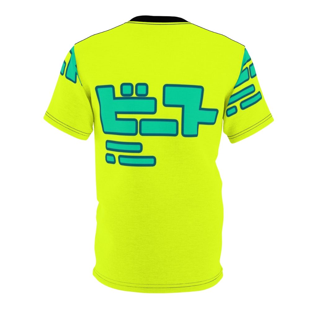 Stylized t-shirt design inspired by the Japanese video game Jet Set Radio Future, featuring the player character, graffiti, and retro aesthetic. - Back