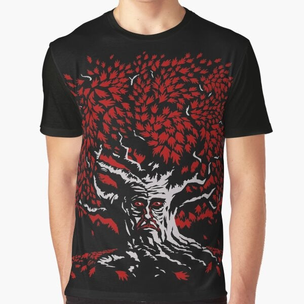 Winterfell Weirwood Graphic T-Shirt featuring the iconic weirwood tree from the Game of Thrones universe