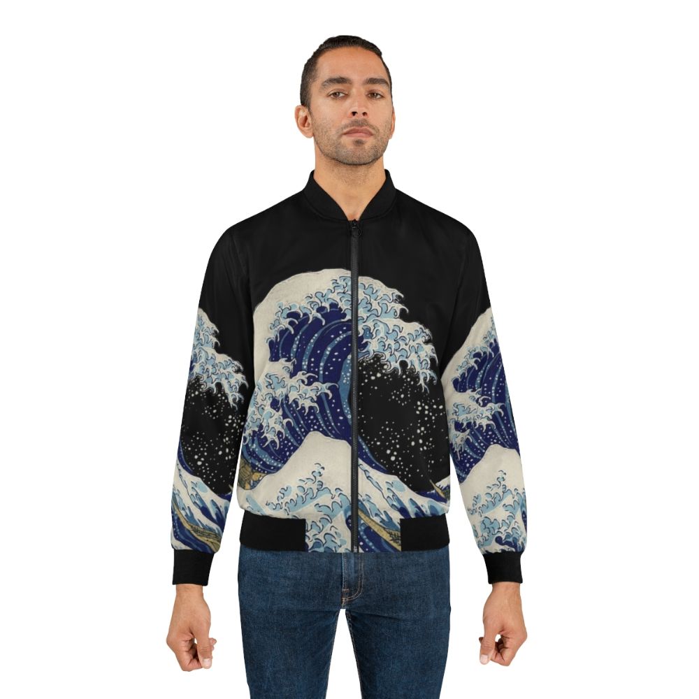 Bomber jacket featuring Hokusai's iconic "The Great Wave off Kanagawa" painting - Lifestyle