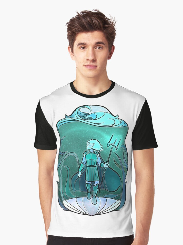 Stained glass graphic of the Greek god Poseidon on a t-shirt - Men