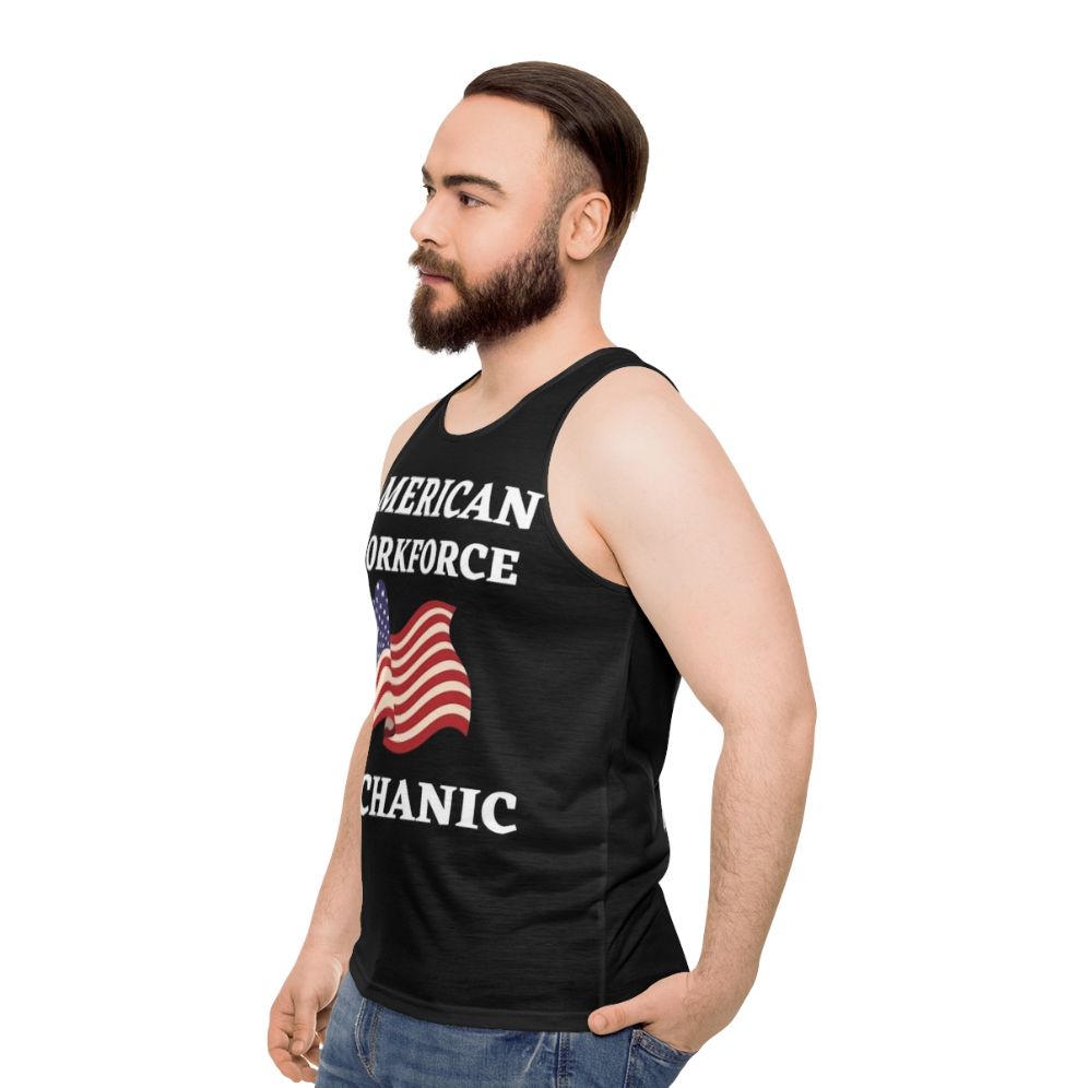 Patriotic American Workforce Mechanic Unisex Tank Top - men side