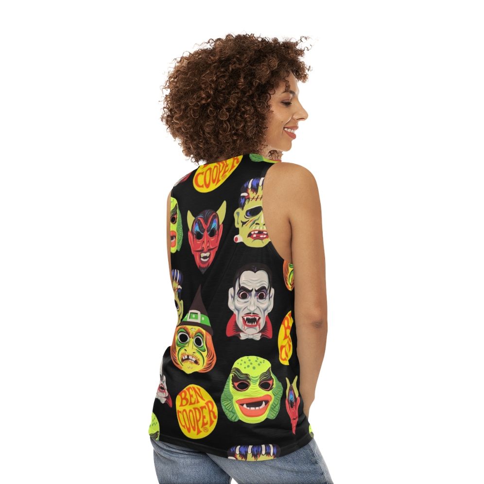 Vintage Halloween Masks Unisex Tank Top - women back