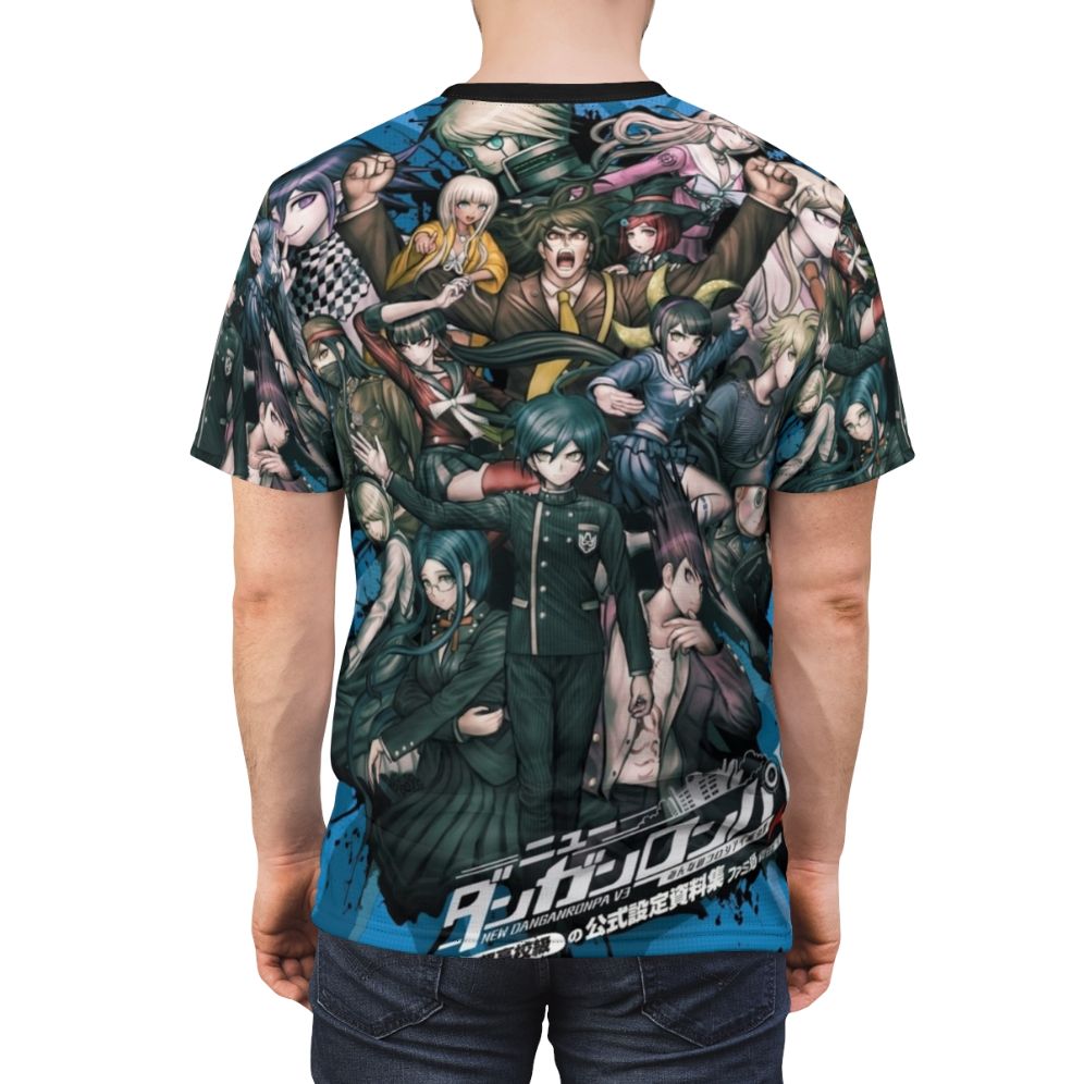 Danganronpa V3 Killing Harmony anime-inspired t-shirt featuring characters Kokichi, Rantaro, and more - men back