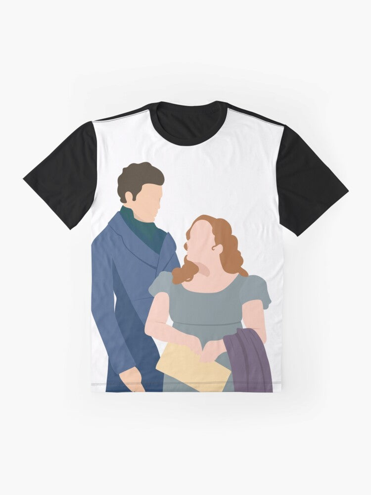 Minimalist portraits of Bridgerton characters Colin and Penelope in a romantic, abstract design. - Flat lay