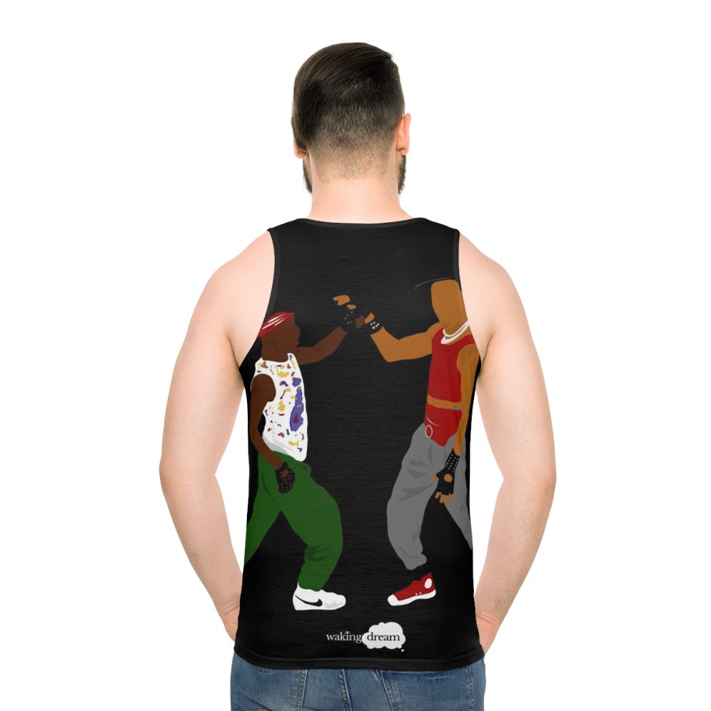 Breakdance inspired unisex tank top - men back