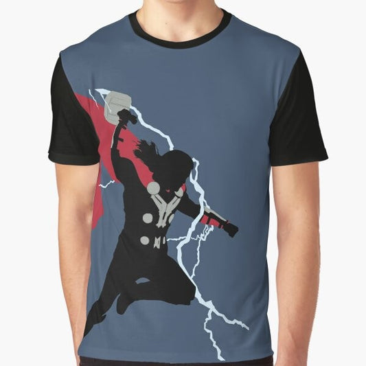 A silhouetted image of Thor, the Marvel God of Thunder, with lightning and Mjolnir, his iconic hammer.