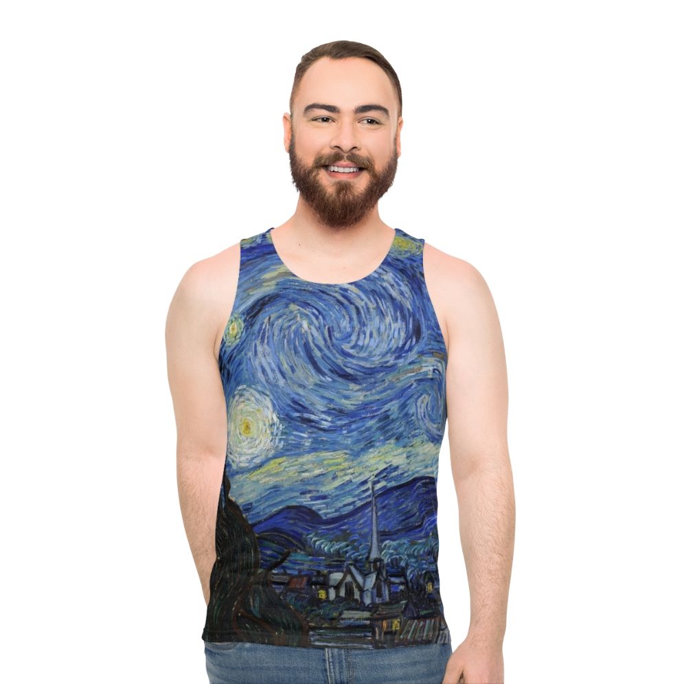 Starry Night Van Gogh Unisex Tank Top - men