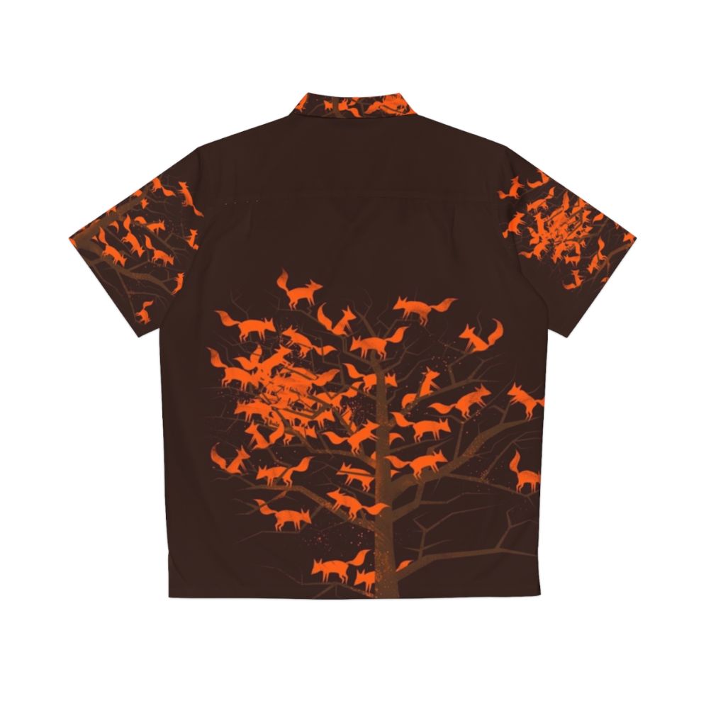 Blazing Fox Tree Hawaiian Shirt - Nature and Wildlife Inspired Autumn Apparel - Back