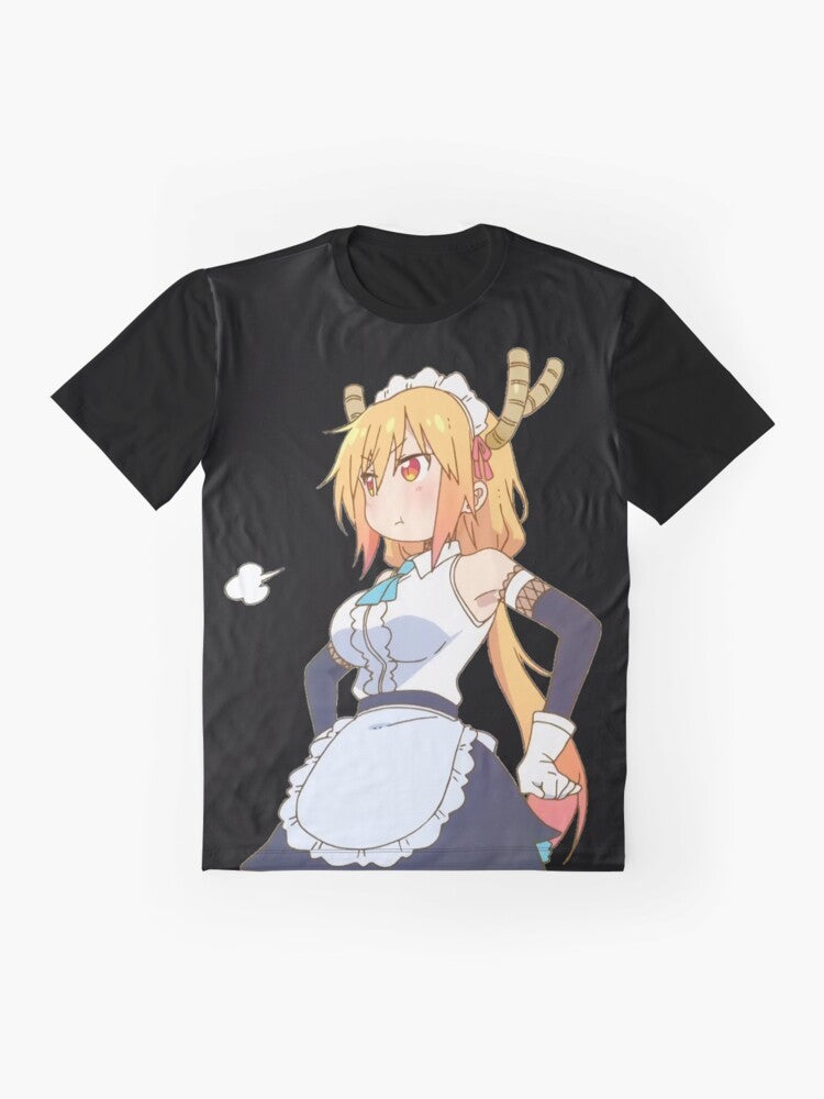 Tohru, the beloved maid character from the anime "Kobayashi-san Chi no Maid Dragon," featured on a stylish graphic t-shirt. - Flat lay