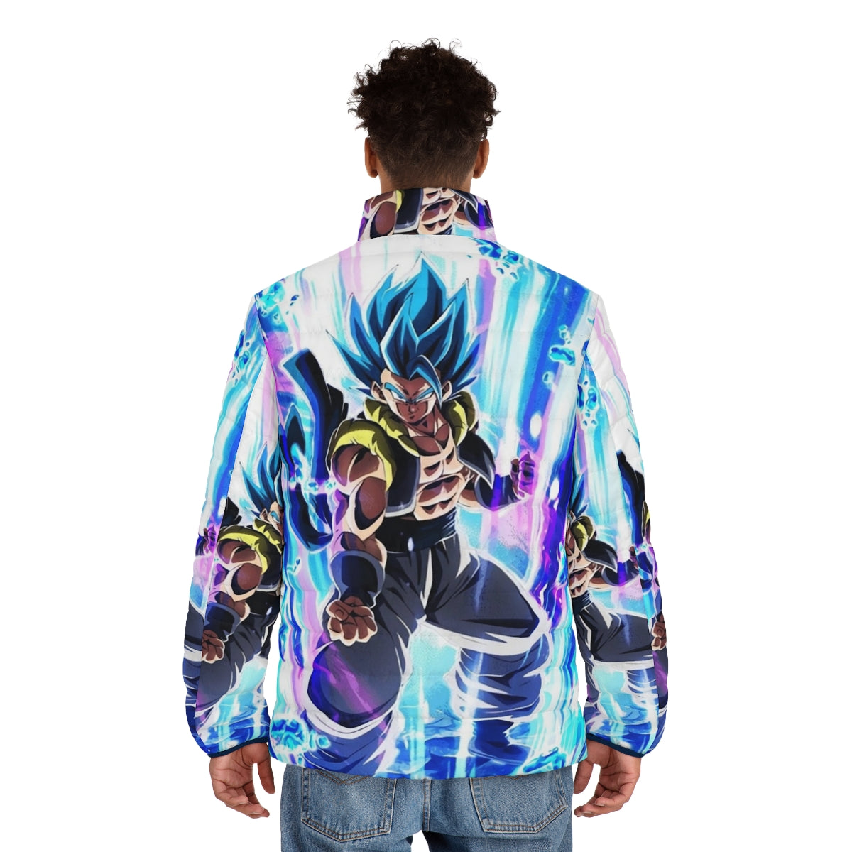 Gogeta Super Saiyan Blue Puffer Jacket - Dragon Ball Super Anime Cosplay - men back