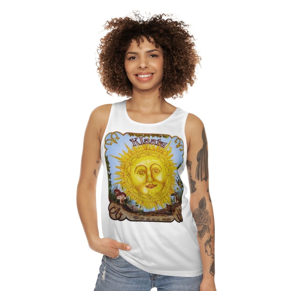 Vintage Unisex Klaatu Tank Top with Psychedelic and Folk Music Inspired Design - women