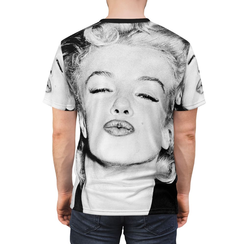 Vintage black and white portrait of Marilyn Monroe on a t-shirt - men back