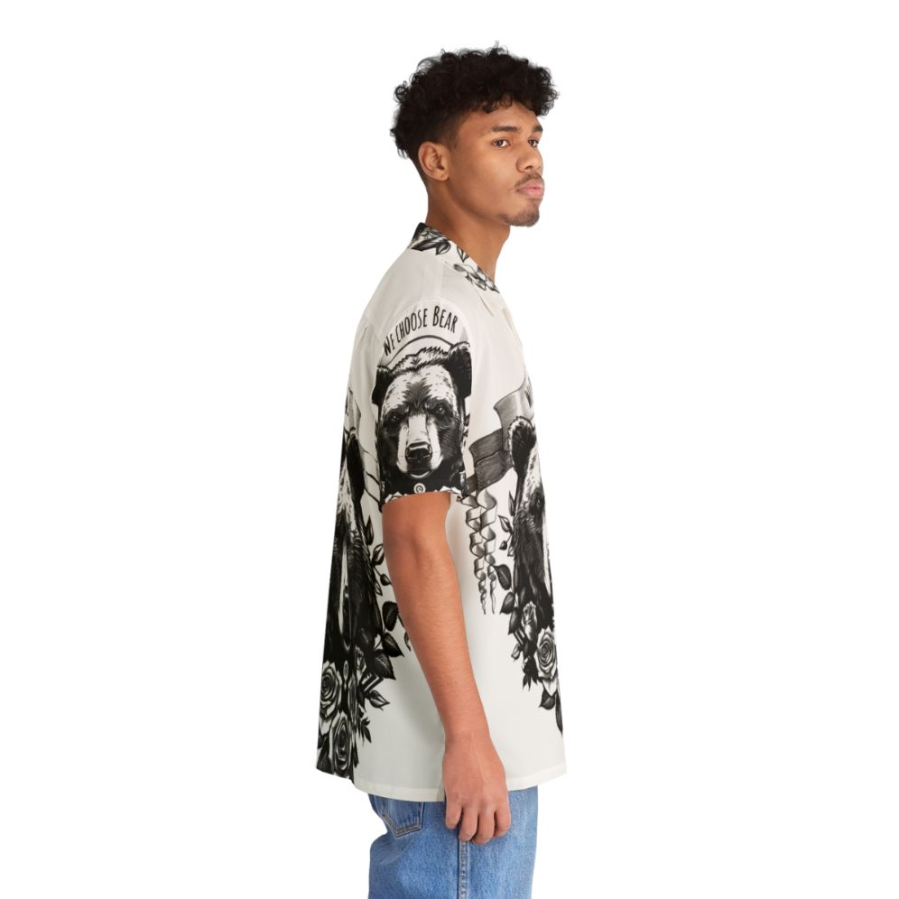 Stylish Hawaiian shirt featuring a bear design, representing female empowerment - People Pight