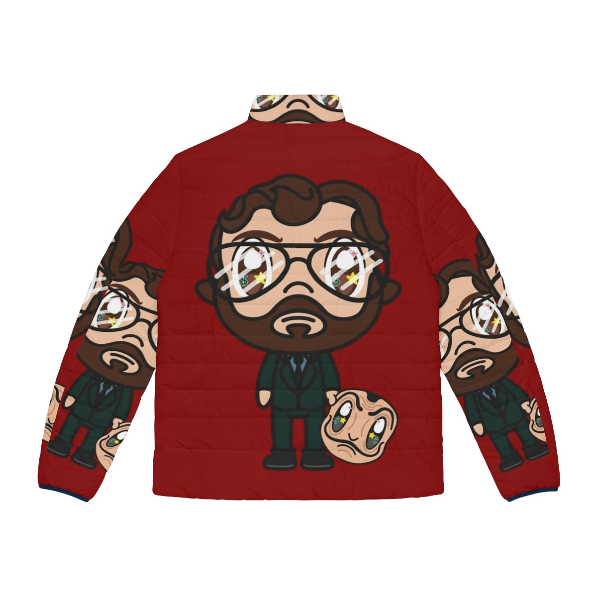 Money Heist The Paper House Teacher Puffer Jacket - Back