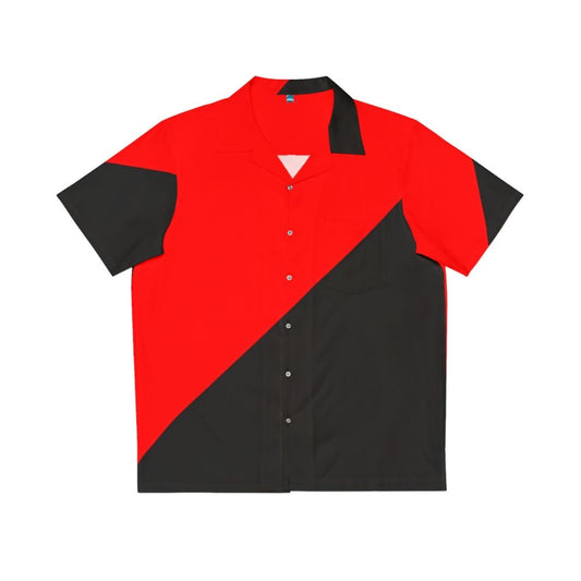 Anarcho Communism Flag Hawaiian Shirt with red and black diagonal flag design