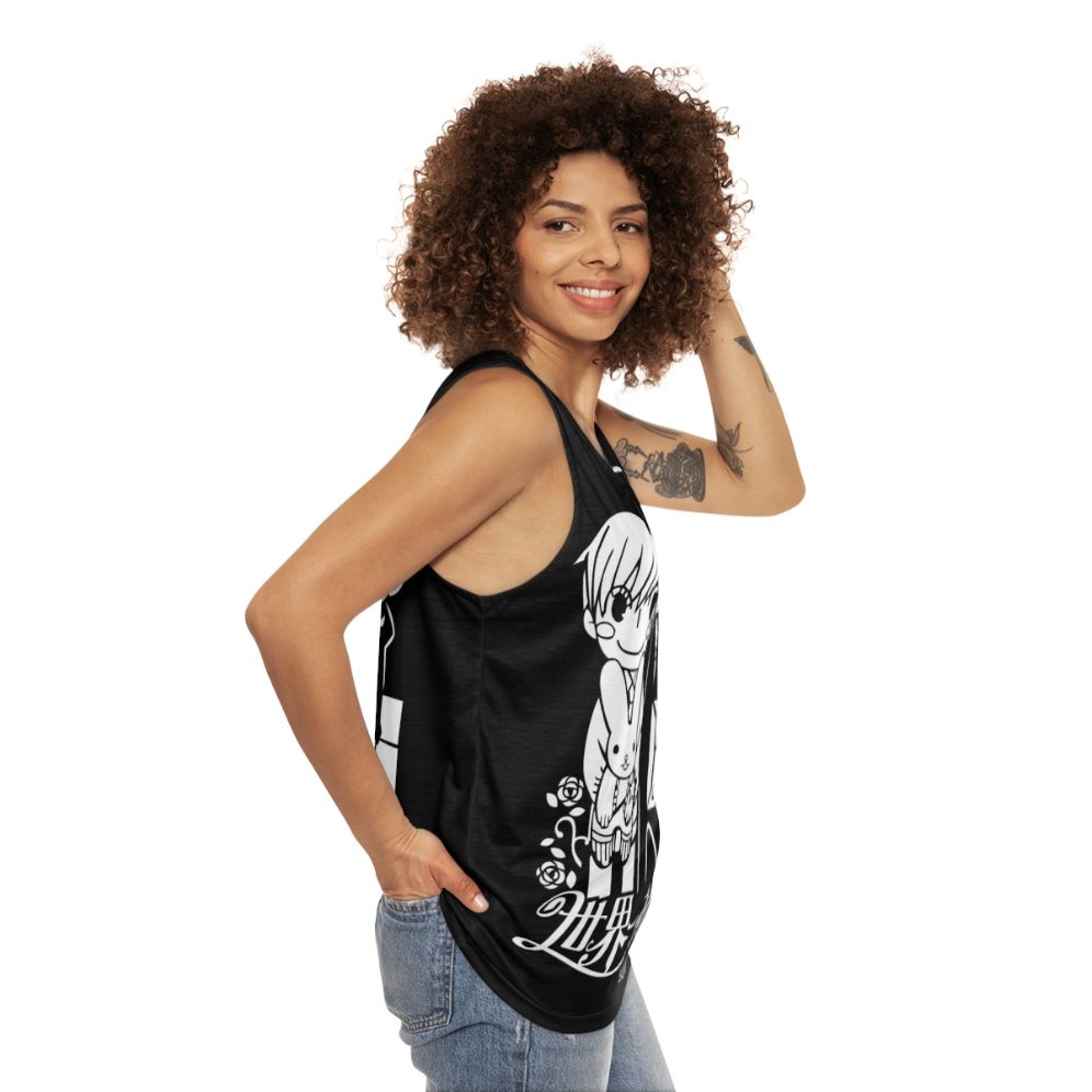 Unisex anime tank top featuring characters from the BL manga Sekai Ichi Hatsukoi - women side