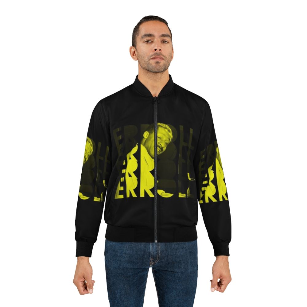 Erroll Garner Jazz Musician Bomber Jacket with Yellow Wave Lettering Design - Lifestyle