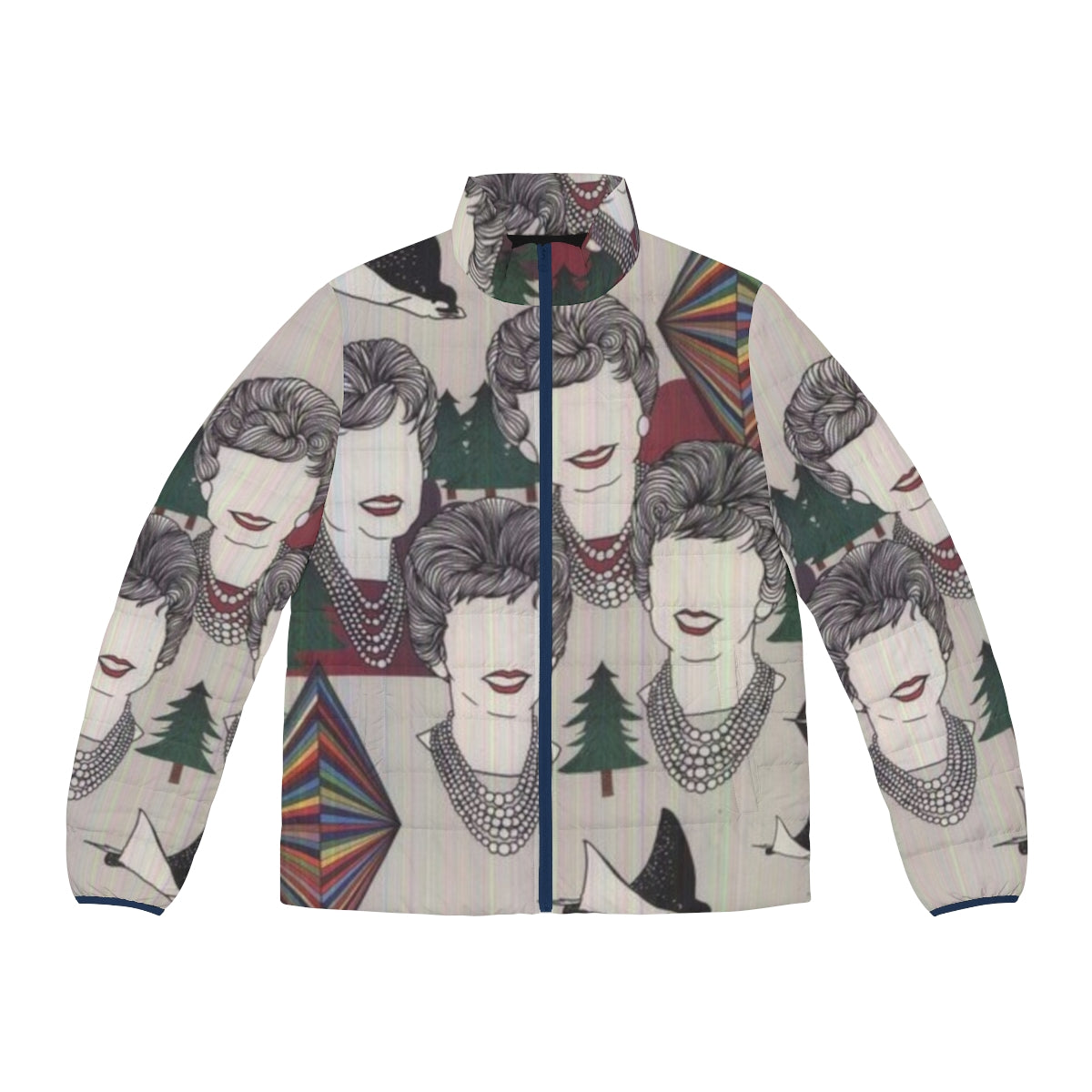 Strfkr album cover puffer jacket with trippy, psychedelic design