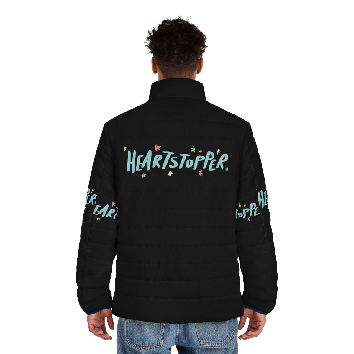 Heartstopper Leaves Puffer Jacket featuring Nick Nelson and Charlie Spring - men back