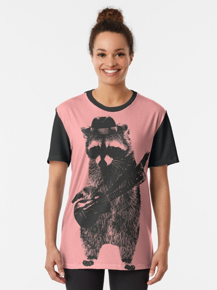 Illustration of a cute raccoon holding a ukulele - Women