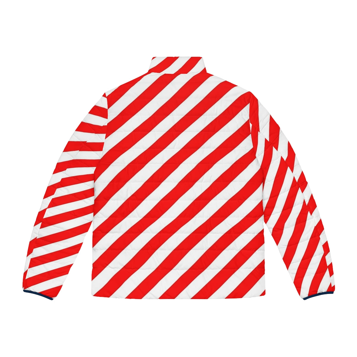 Red and white diagonal stripes puffer jacket - Back